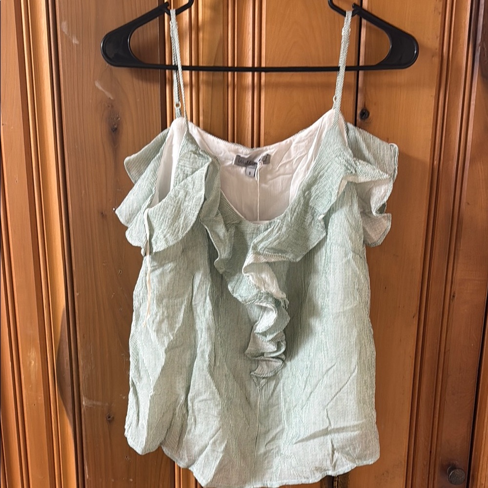 Wishlist Green Ruffled Sleeveless Camisole